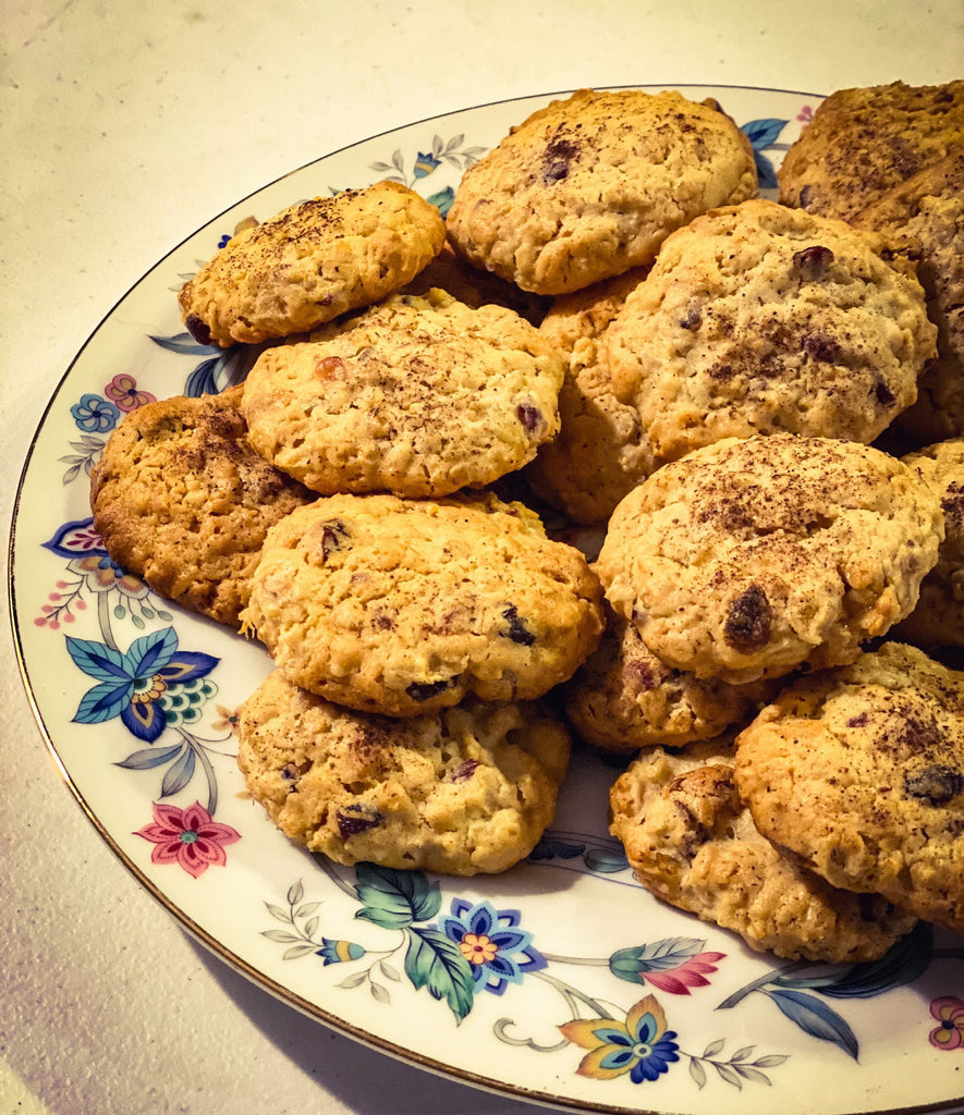4 unidades de galletas de manzana caramelizada sin azúcar añadida, cranberry y pasas